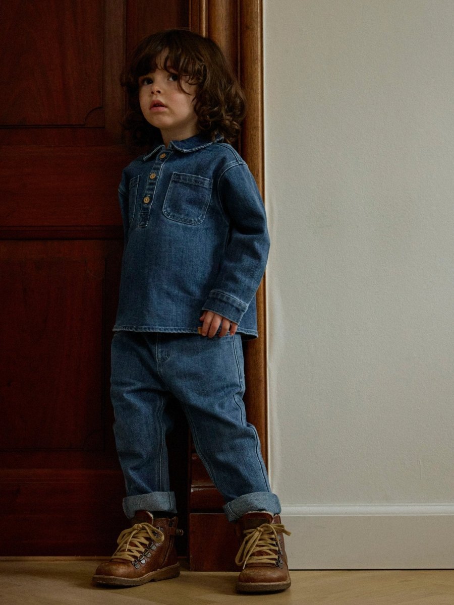 Lil’ Atelier Mini OBELLO denim overshirt – Dark Blue Denim | Torgunns Barneklær AS
