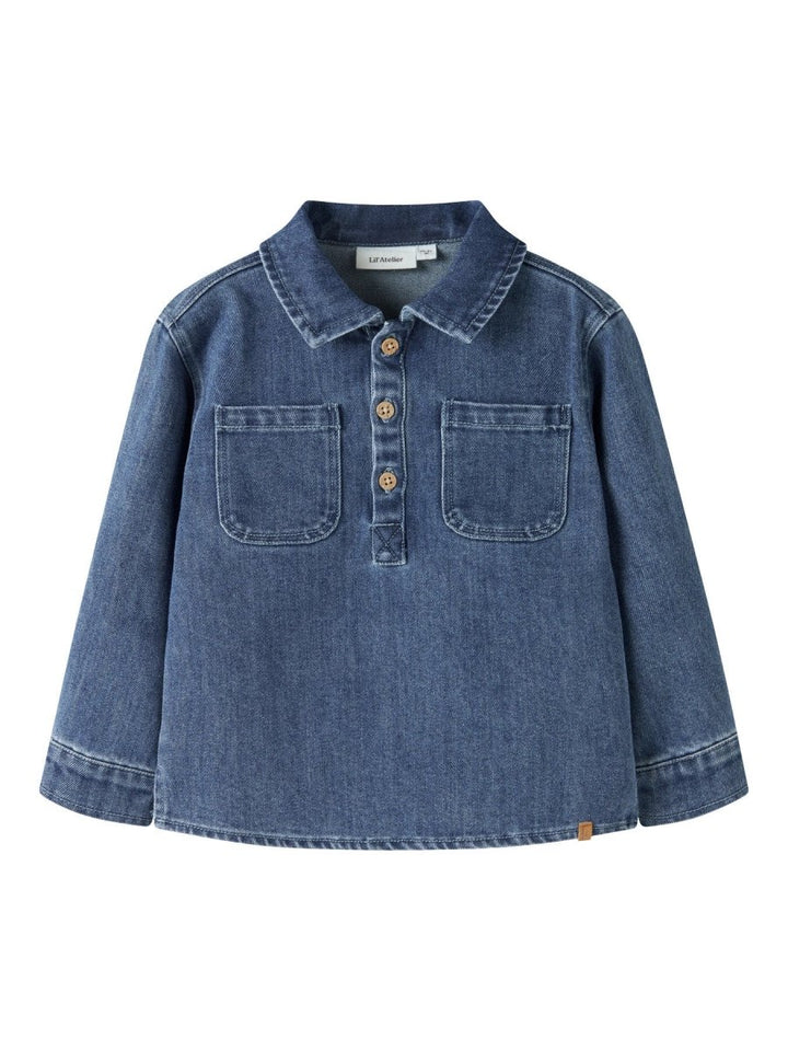Lil’ Atelier Mini OBELLO denim overshirt – Dark Blue Denim | Torgunns Barneklær AS