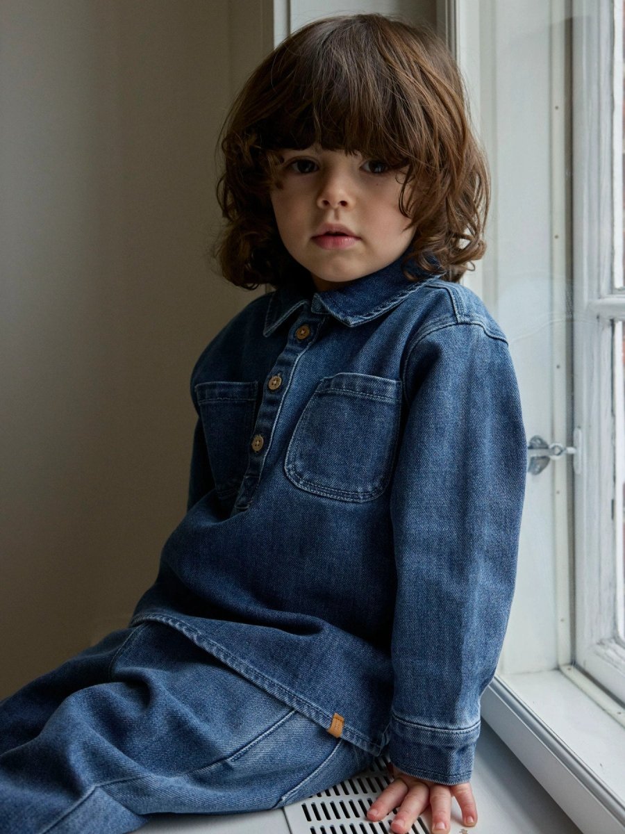 Lil’ Atelier Mini OBELLO denim overshirt – Dark Blue Denim | Torgunns Barneklær AS