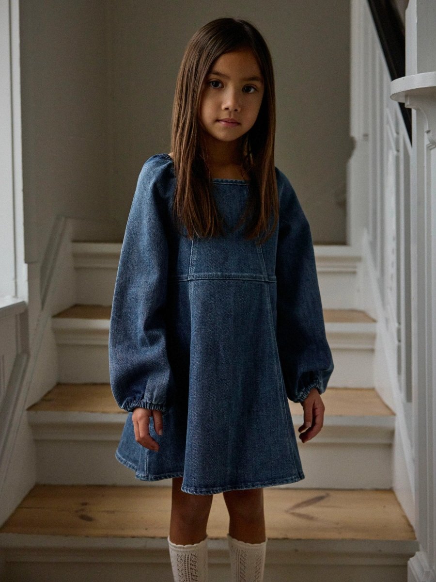 Lil' Atelier Mini OBELLO Denimkjole - Dark Blue Denim | Torgunns Barneklær AS