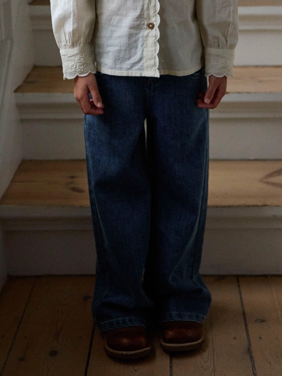 Lil' Atelier Mini OBELLO WIDE JEANS - Dark Blue Denim | Torgunns Barneklær AS