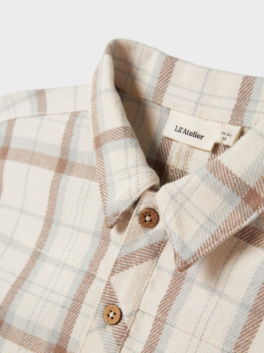 Lil' Atelier Mini OTIS LS LOOSE SHIRT JACKET - Turtledove | Torgunns Barneklær AS