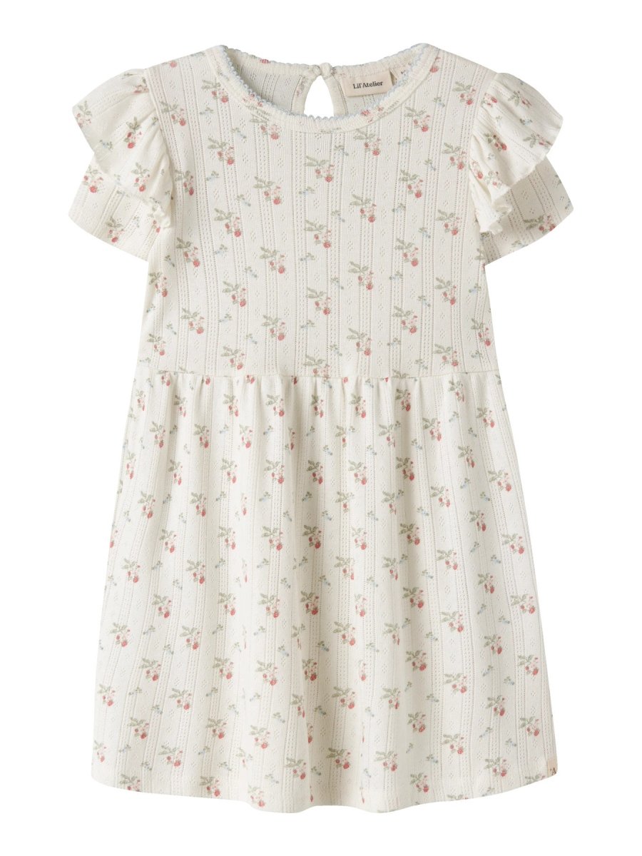 Lil Atelier Mini RACHELLO DUNA kjole - Coconut Milk | Strawberry | Torgunns Barneklær AS
