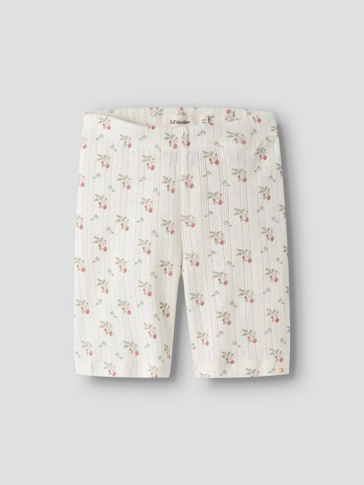 Lil Atelier Mini RACHELLO DUNA SLIM BIKER shorts - Coconut Milk | Strawberry | Torgunns Barneklær AS