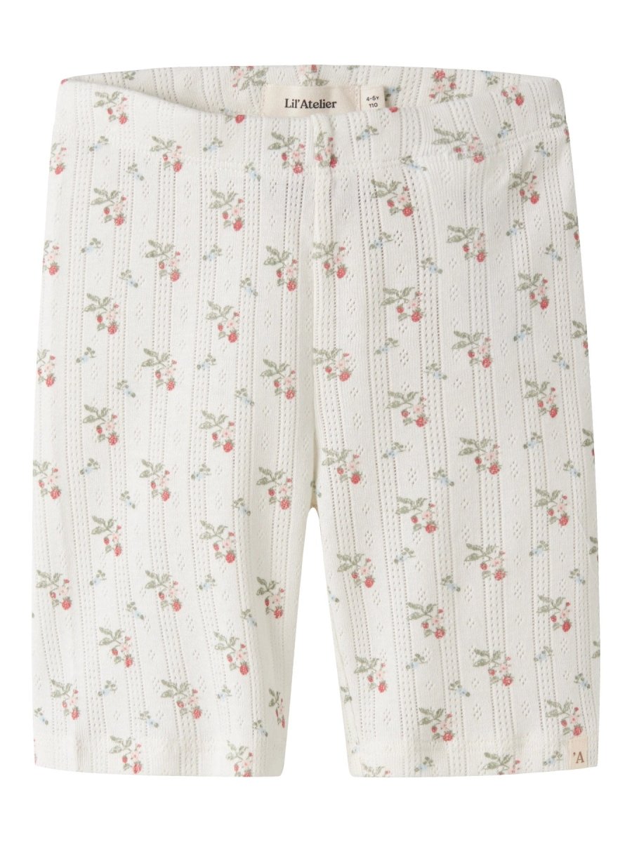 Lil Atelier Mini RACHELLO DUNA SLIM BIKER shorts - Coconut Milk | Strawberry | Torgunns Barneklær AS
