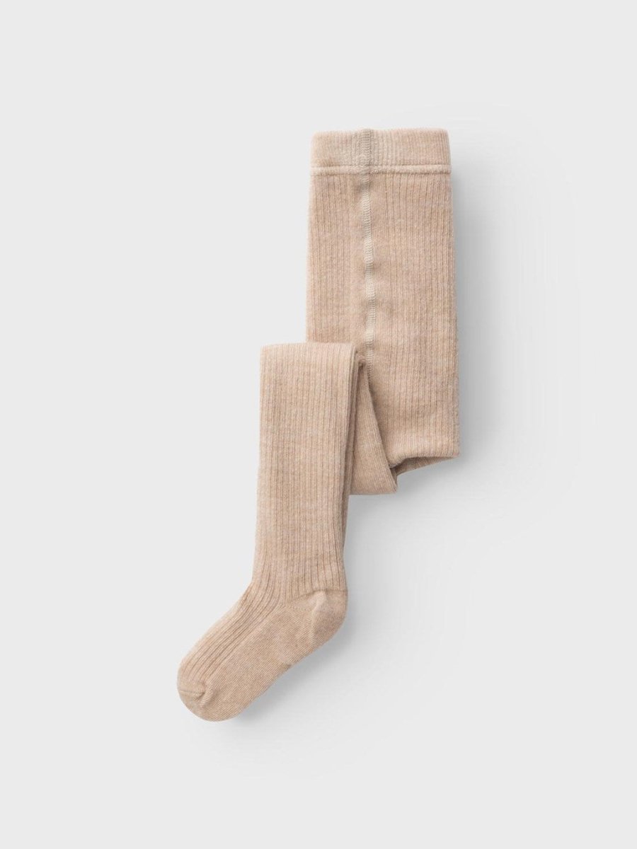 Lil' Atelier Mini RAKEL WOOL PANTYHOSE - Peyote Melange | Torgunns Barneklær AS
