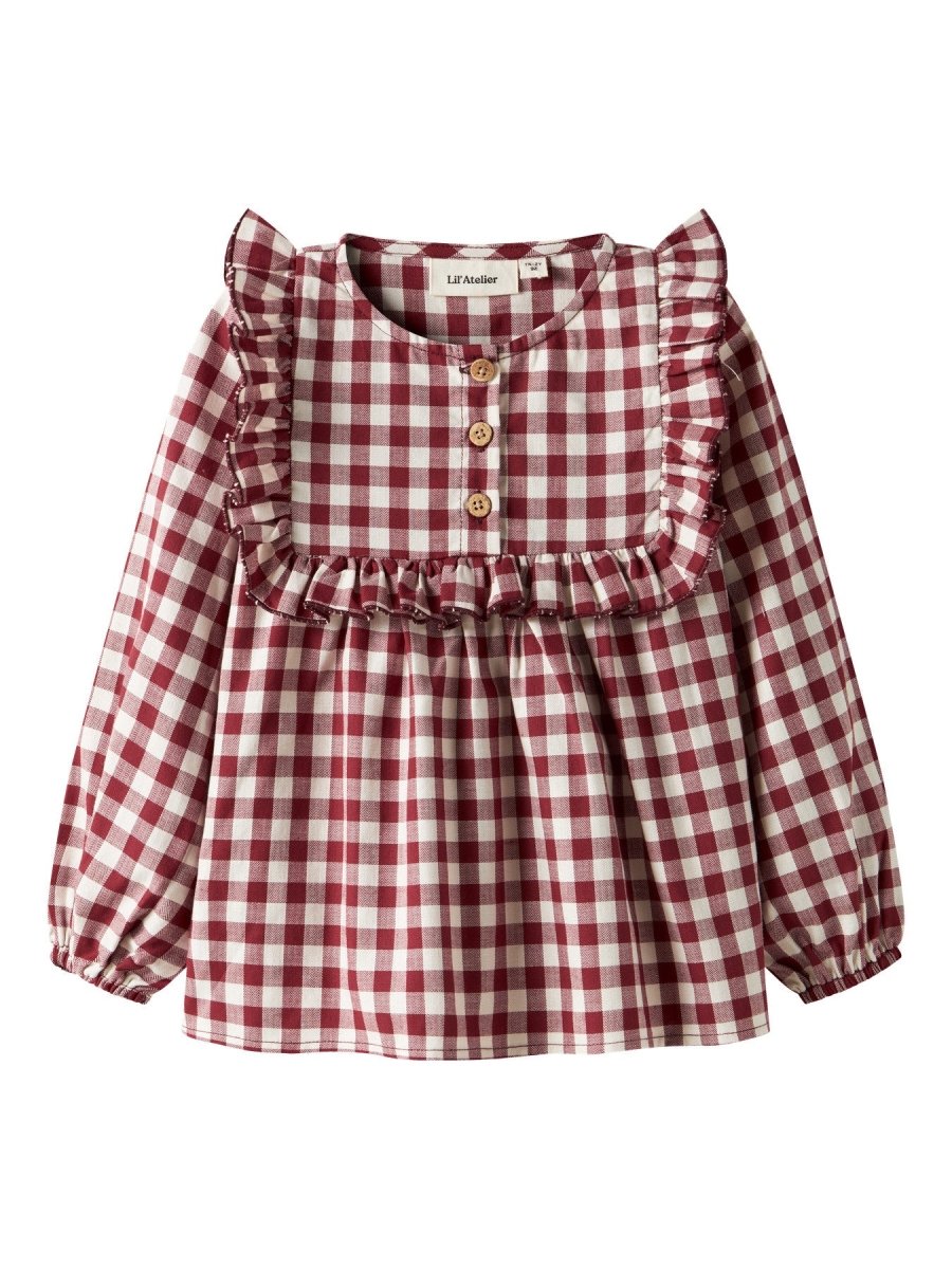 Lil' Atelier Mini RIO LS LOOSE SHIRT - Red Dahlia | Torgunns Barneklær AS