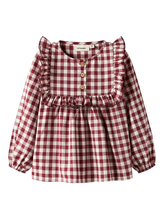 Lil' Atelier Mini RIO LS LOOSE SHIRT - Red Dahlia | Torgunns Barneklær AS