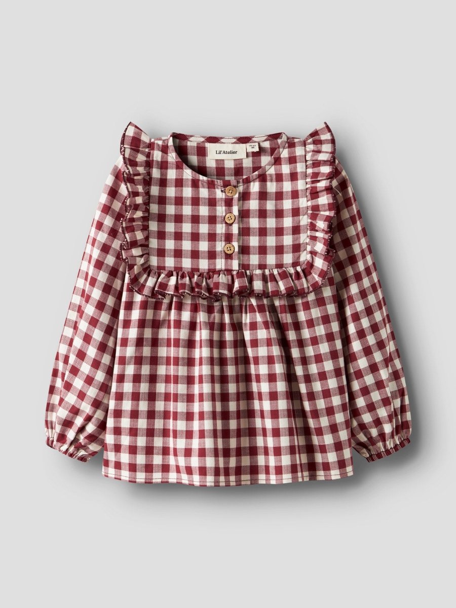Lil' Atelier Mini RIO LS LOOSE SHIRT - Red Dahlia | Torgunns Barneklær AS