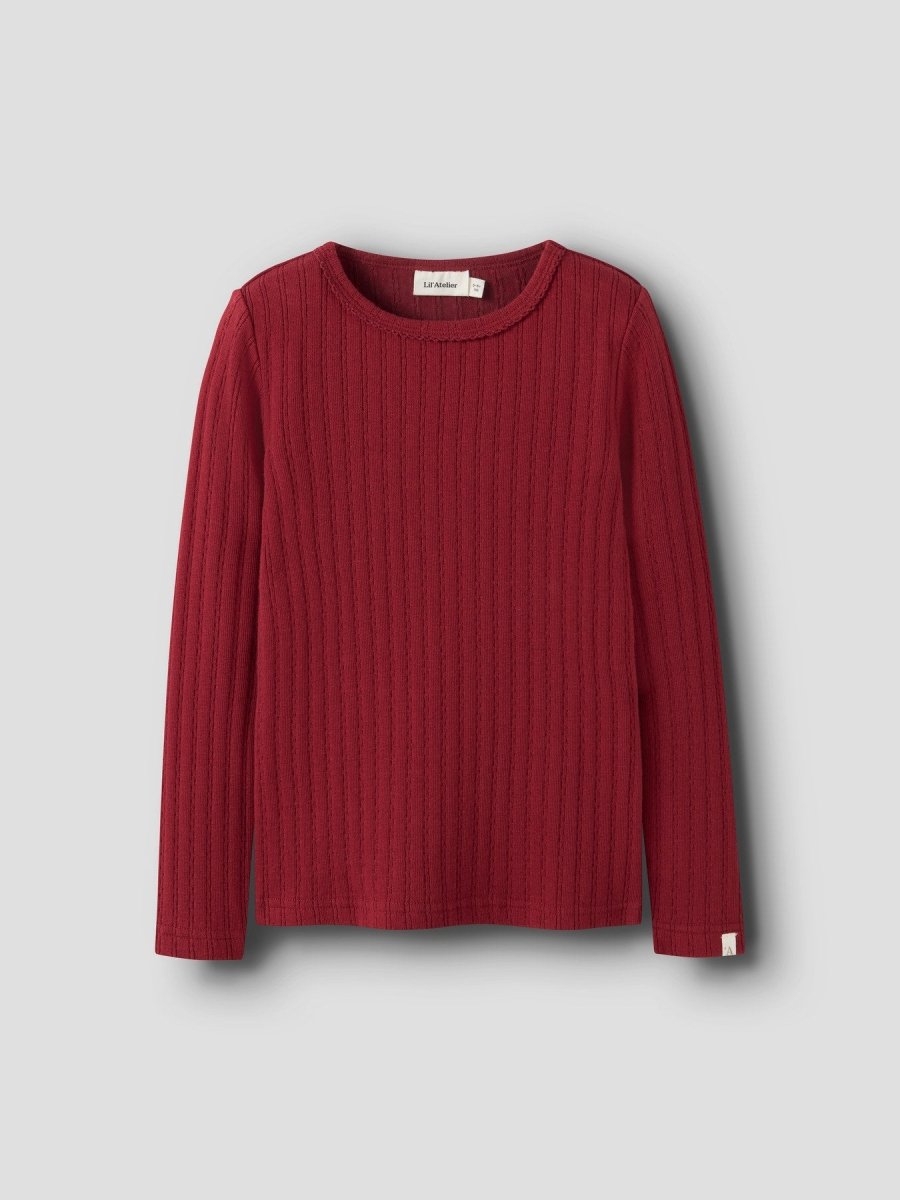 Lil' Atelier Mini RITA SIG LS SLIM TOP - Red Dahlia | Torgunns Barneklær AS