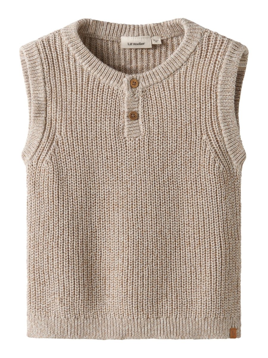 Lil' Atelier Mini ROKKO KNIT VEST - Oxford Tan | Torgunns Barneklær AS