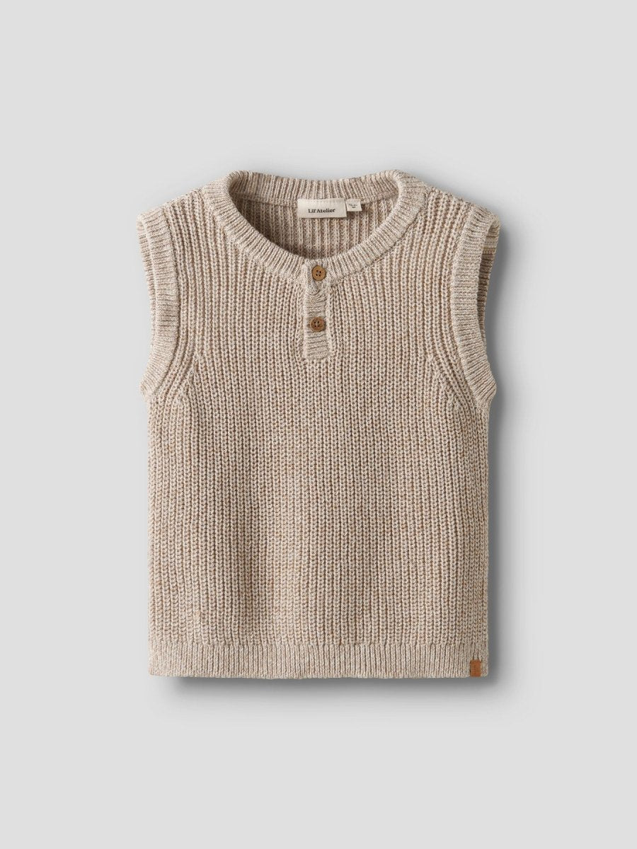 Lil' Atelier Mini ROKKO KNIT VEST - Oxford Tan | Torgunns Barneklær AS