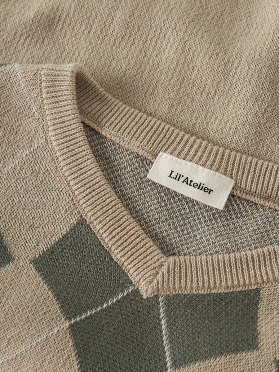Lil' Atelier mini RONAN strikkevest - White Pepper | Mulled Basil | Torgunns Barneklær AS