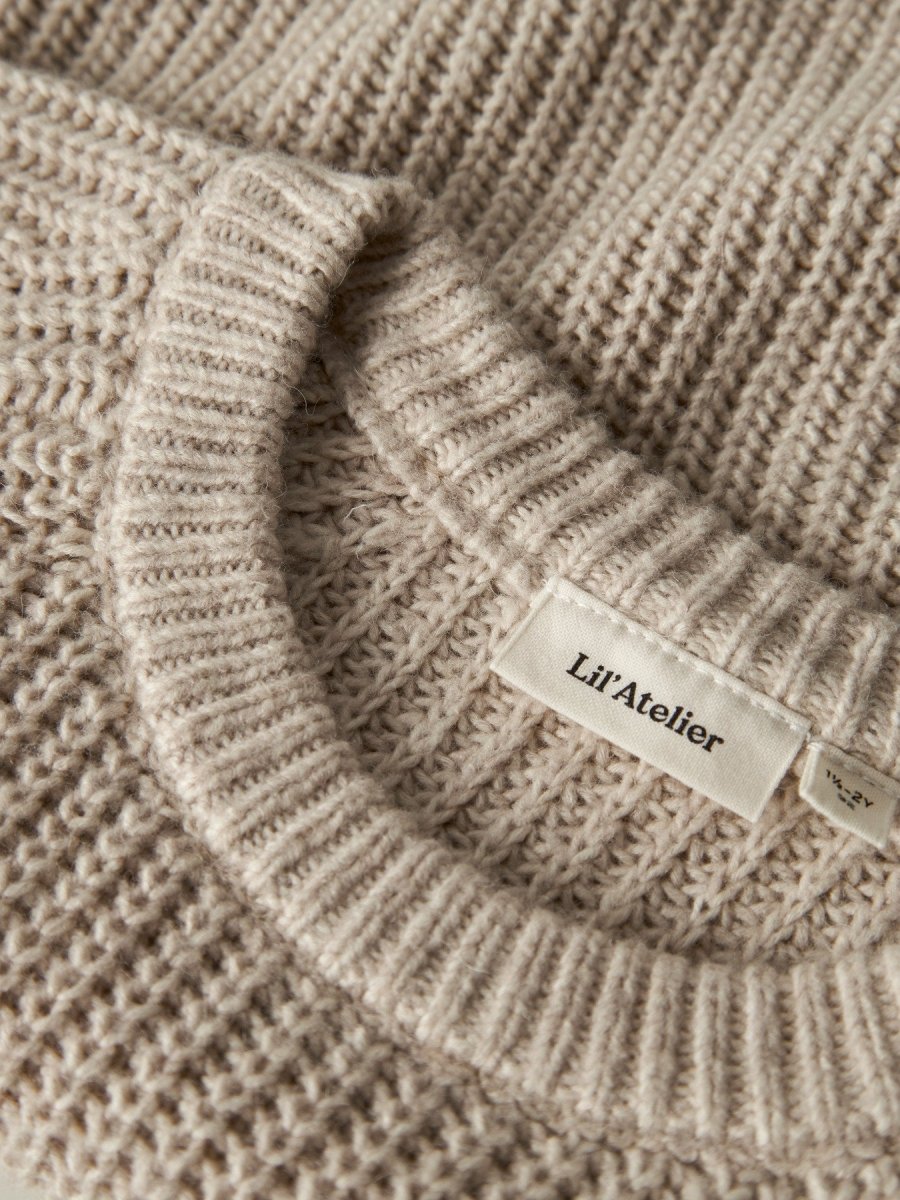 Lil' Atelier Mini RUMBA LS LOOSE KNIT - Oxford Tan | Torgunns Barneklær AS