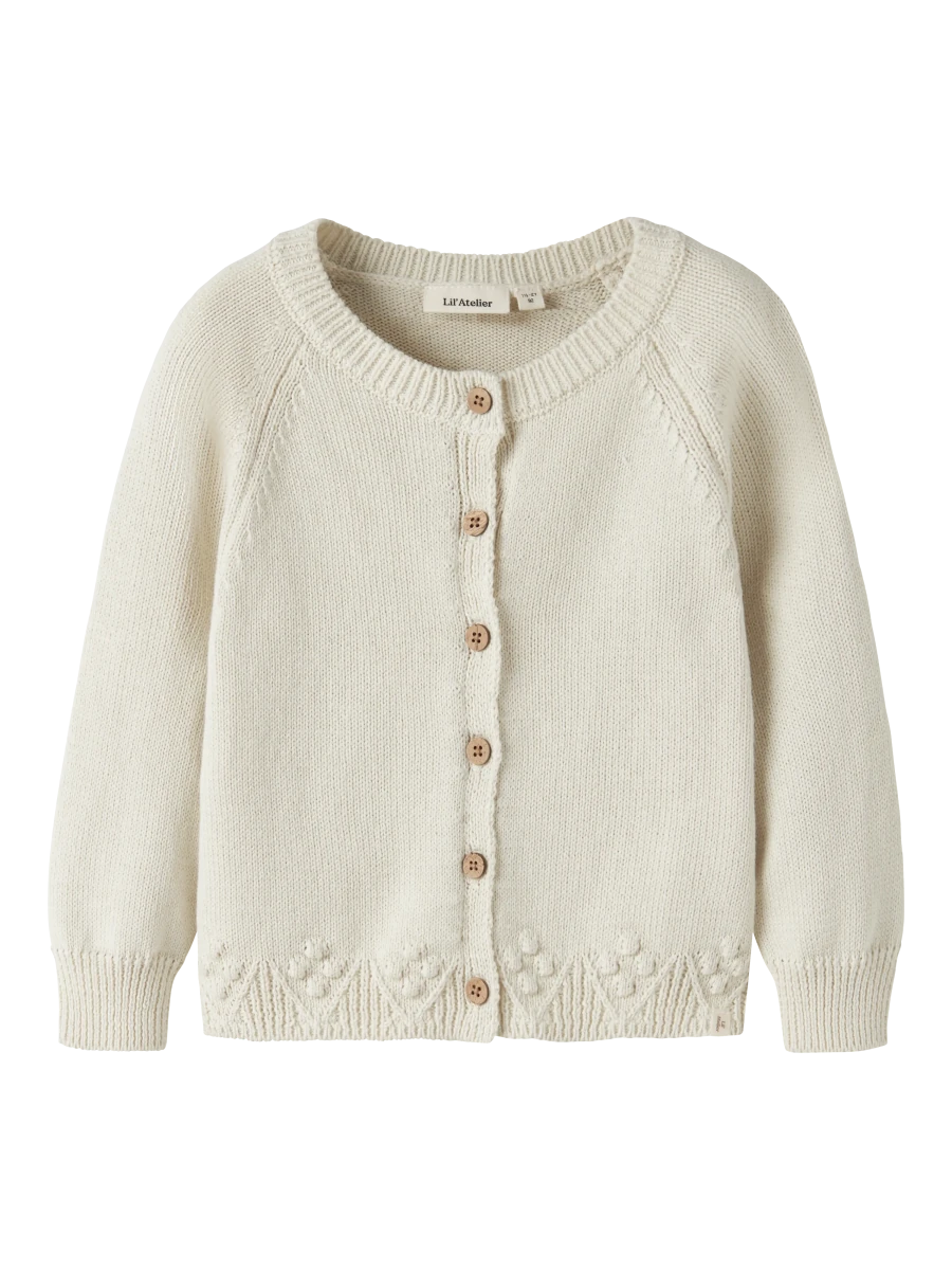Lil' Atelier mini RYLEE strikkecardigan - Turtledove | Torgunns Barneklær AS