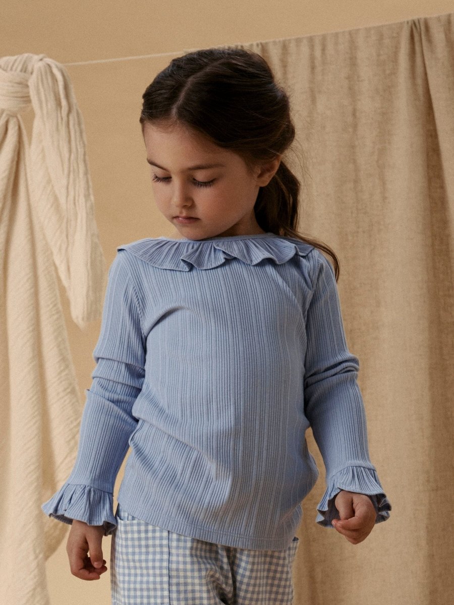Lil' Atelier Mini TANSY LS SLIM TOP - Zen Blue | Torgunns Barneklær AS