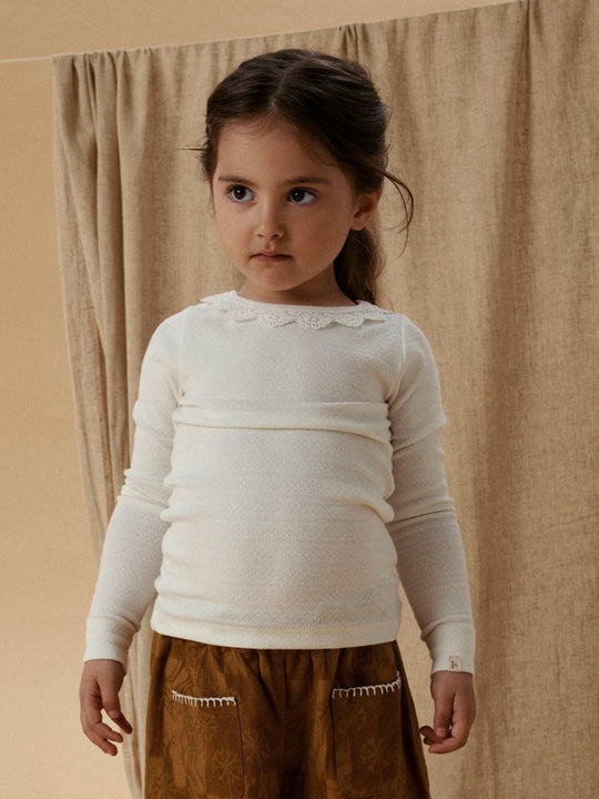 Lil' Atelier Mini TAPIA LS SLIM TOP - Coconut Milk | Torgunns Barneklær AS