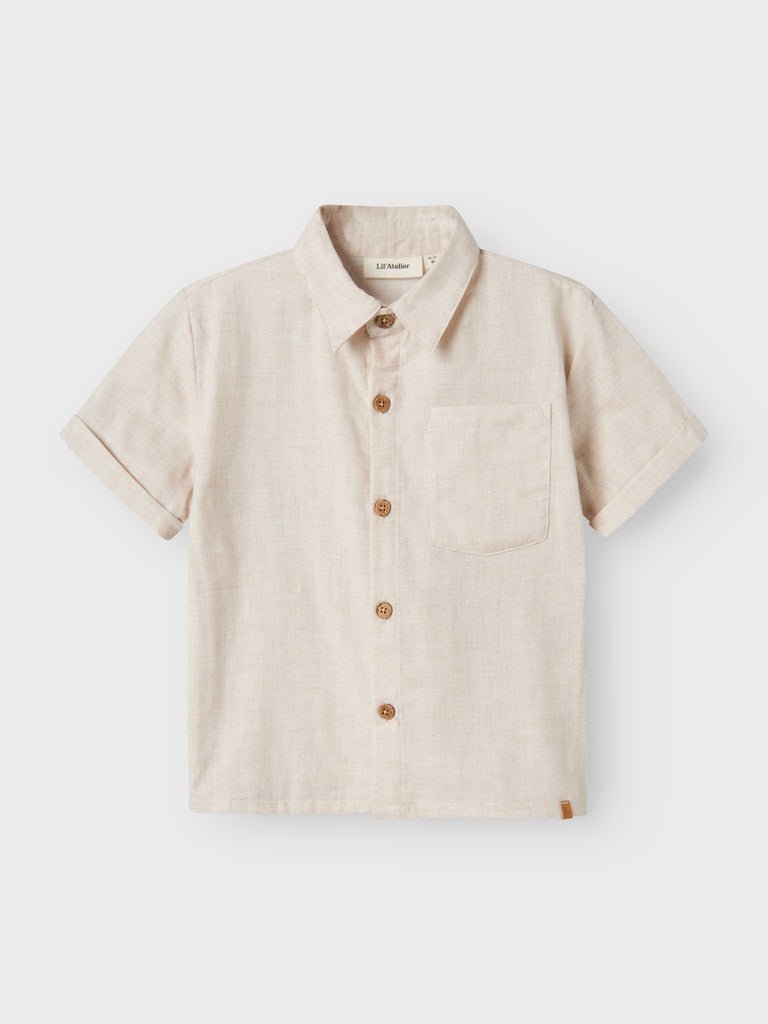 Lil' Atelier Mini TAROU SS LOOSE SHIRT - Bleached Sand | Torgunns Barneklær AS