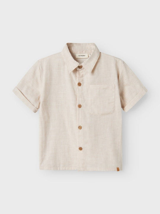 Lil' Atelier Mini TAROU SS LOOSE SHIRT - Bleached Sand | Torgunns Barneklær AS