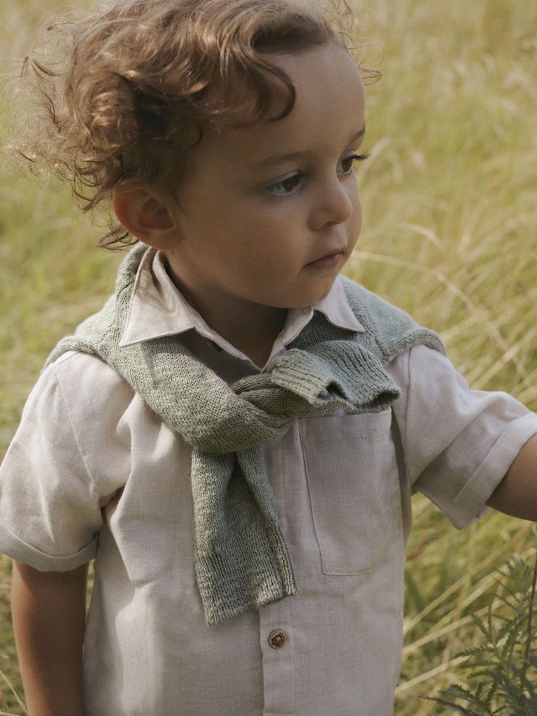 Lil' Atelier Mini TAROU SS LOOSE SHIRT - Bleached Sand | Torgunns Barneklær AS