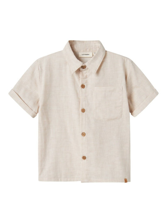 Lil' Atelier Mini TAROU SS LOOSE SHIRT - Bleached Sand | Torgunns Barneklær AS