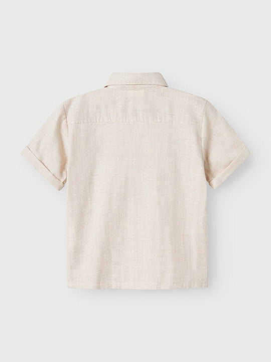 Lil' Atelier Mini TAROU SS LOOSE SHIRT - Bleached Sand | Torgunns Barneklær AS