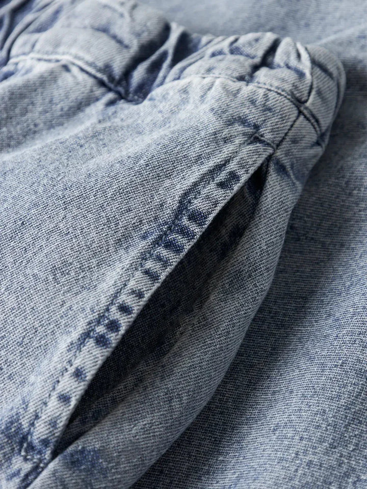Myke, blå denim bukser for barn med elastisk liv, perfekt barneklær 0-8 år