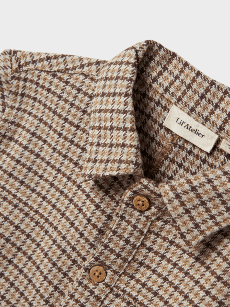Lil' Atelier MINI TEVIN LS NREG SHIRT JACKET - Petrified Oak | Torgunns Barneklær AS