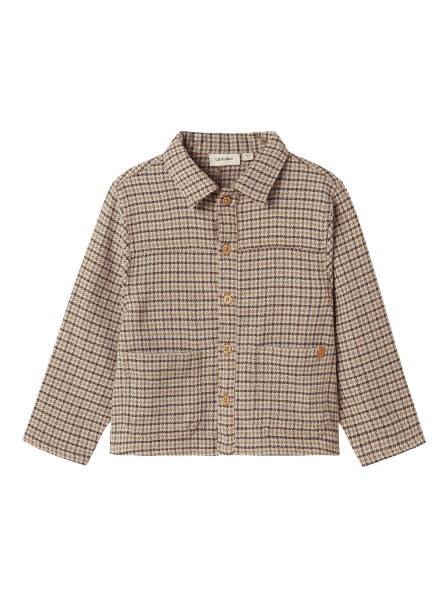 Lil' Atelier MINI TEVIN LS NREG SHIRT JACKET - Petrified Oak | Torgunns Barneklær AS