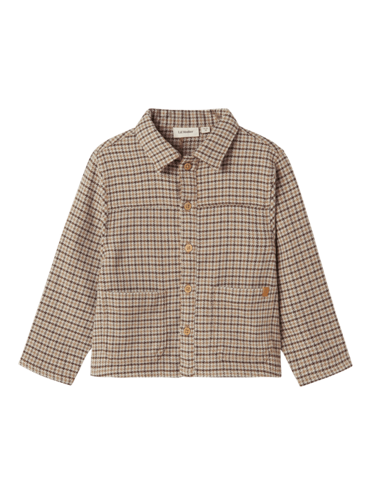 Lil' Atelier MINI TEVIN LS NREG SHIRT JACKET - Petrified Oak | Torgunns Barneklær AS