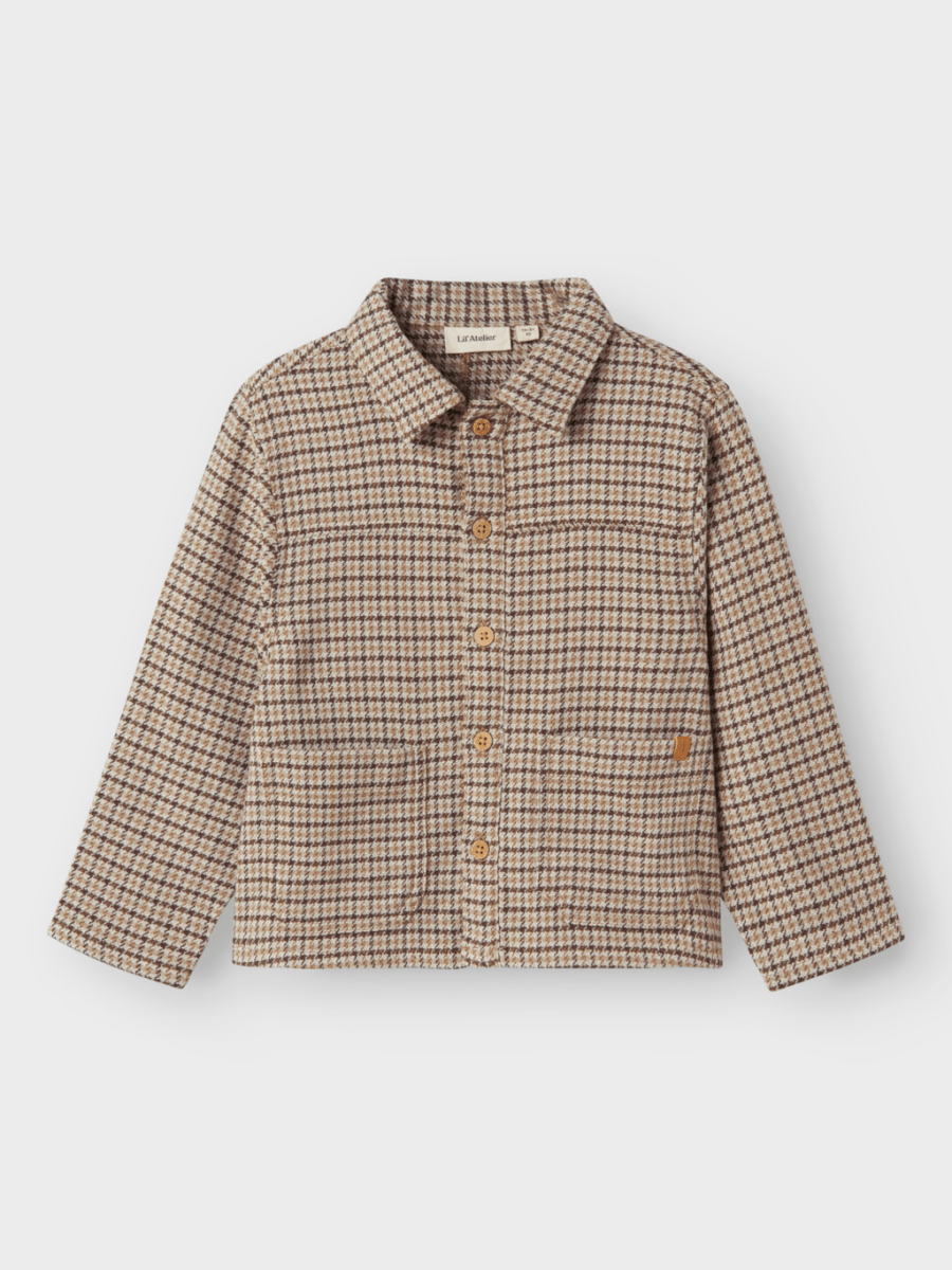 Lil' Atelier MINI TEVIN LS NREG SHIRT JACKET - Petrified Oak | Torgunns Barneklær AS