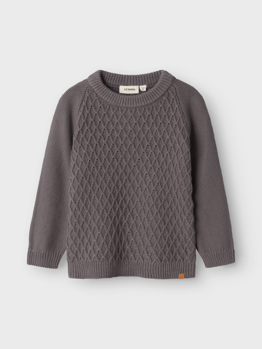 Lil' Atelier MINI TOBIE LS KNIT - Pewter | Torgunns Barneklær AS