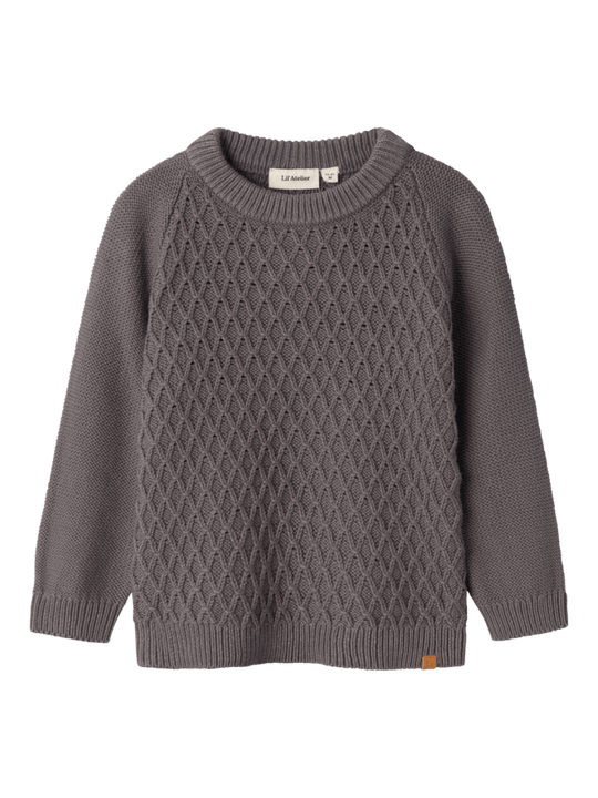 Lil' Atelier MINI TOBIE LS KNIT - Pewter | Torgunns Barneklær AS