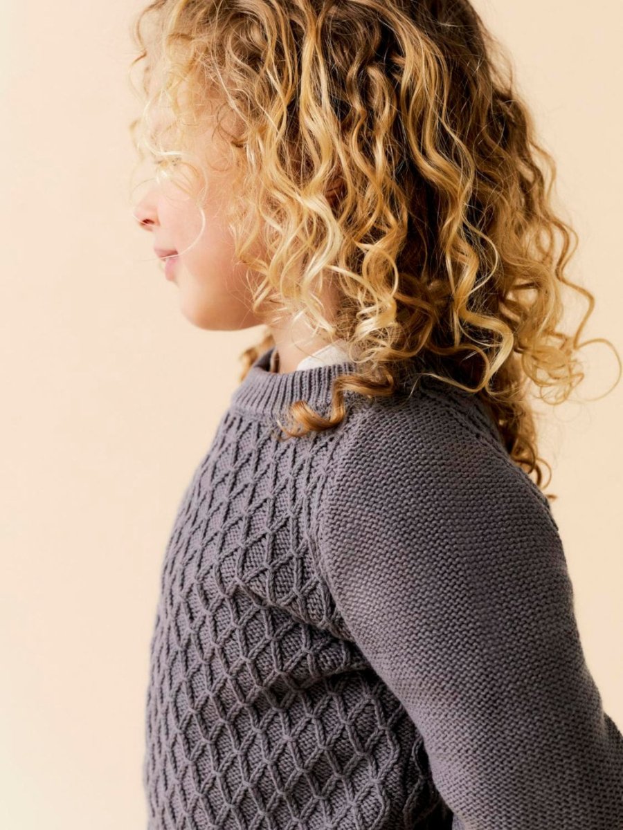 Lil' Atelier MINI TOBIE LS KNIT - Pewter | Torgunns Barneklær AS