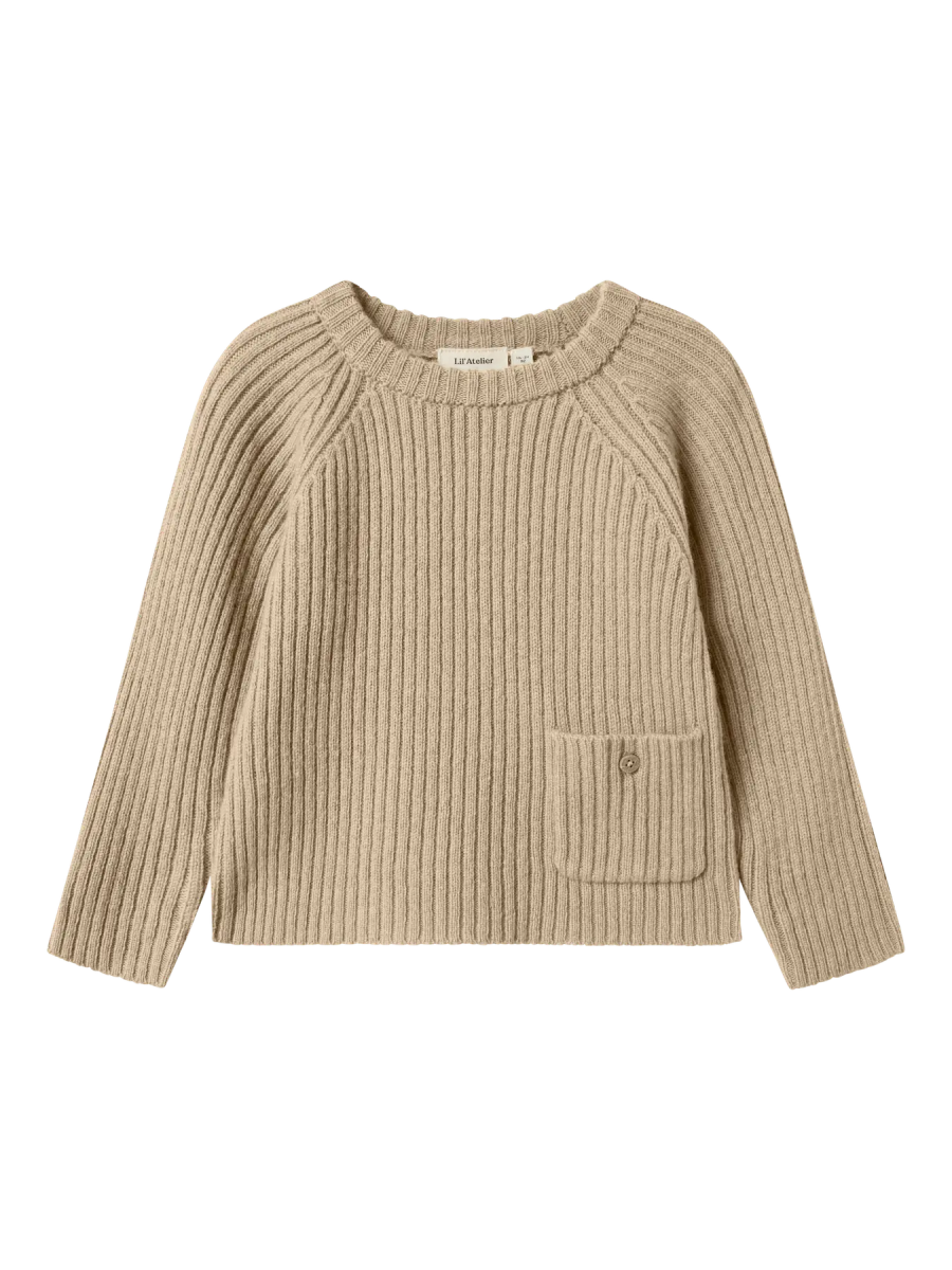 Lil' Atelier Mini WOOL NALIO LS KNIT - Safari MELANGE | Torgunns Barneklær AS