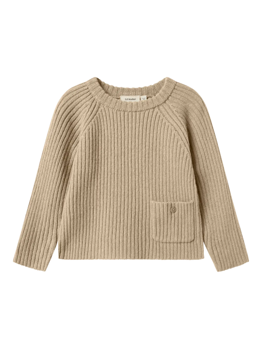 Lil' Atelier Mini WOOL NALIO LS KNIT - Safari MELANGE | Torgunns Barneklær AS