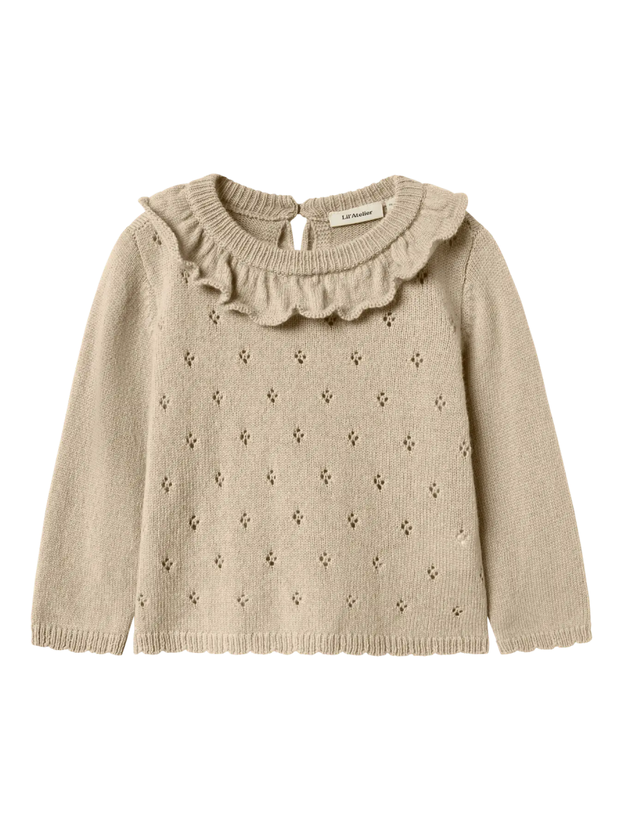 Lil' Atelier Mini WOOL NALIO LS KNIT - Safari Melange | Torgunns Barneklær AS