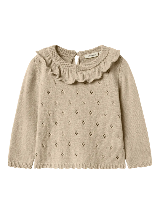 Lil' Atelier Mini WOOL NALIO LS KNIT - Safari Melange | Torgunns Barneklær AS