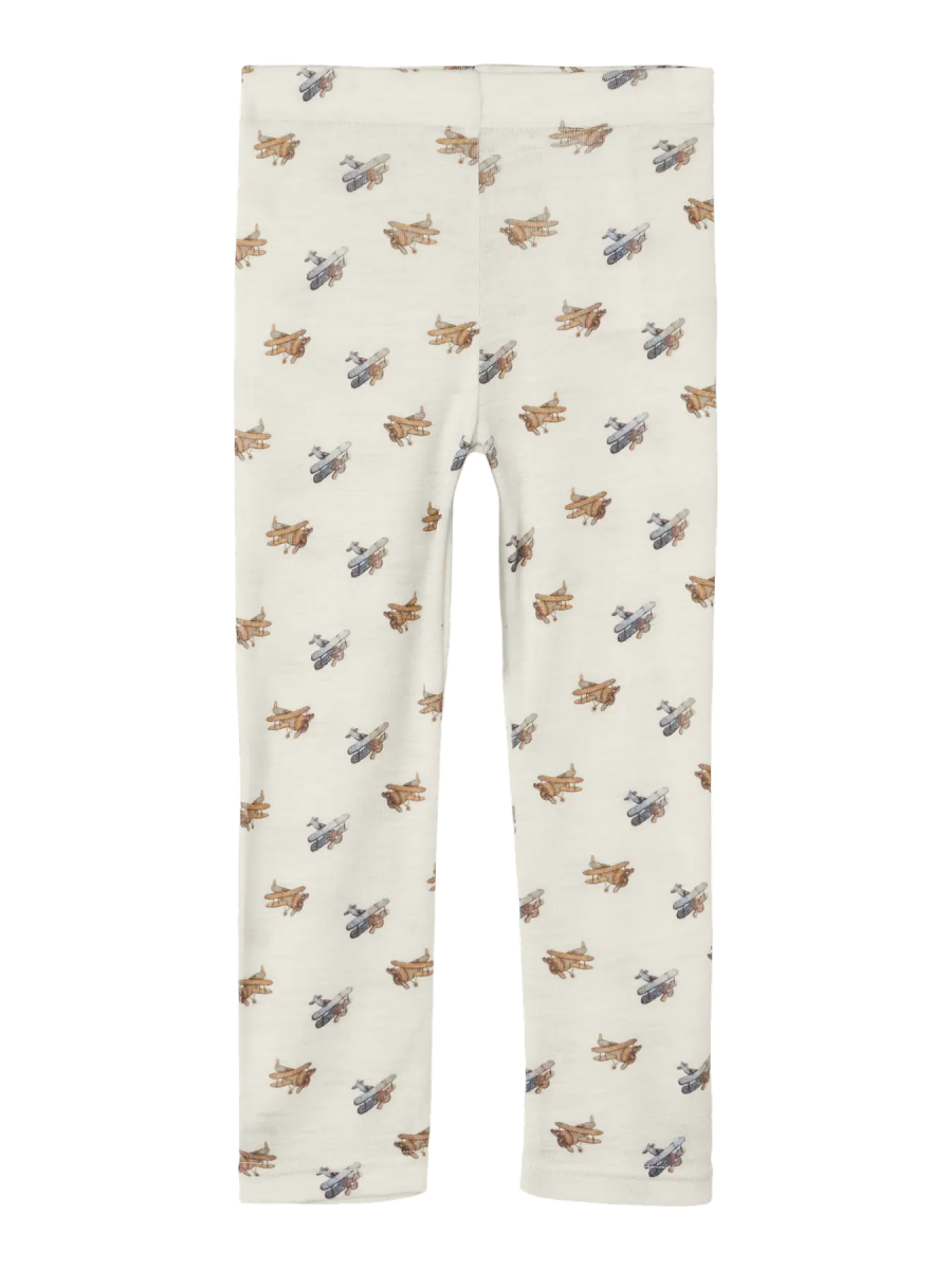 Lil' Atelier Mini WOOL NALU SLIM LEGGING - Turtledove Melange | Airplane | Torgunns Barneklær AS