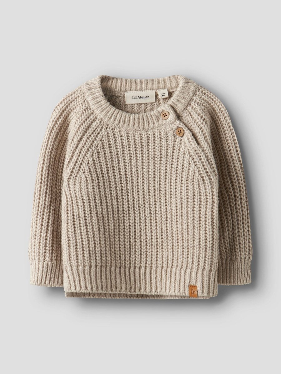Lil' Atelier RUMBA LS LOOSE KNIT - Oxford Tan Melange | Torgunns Barneklær AS