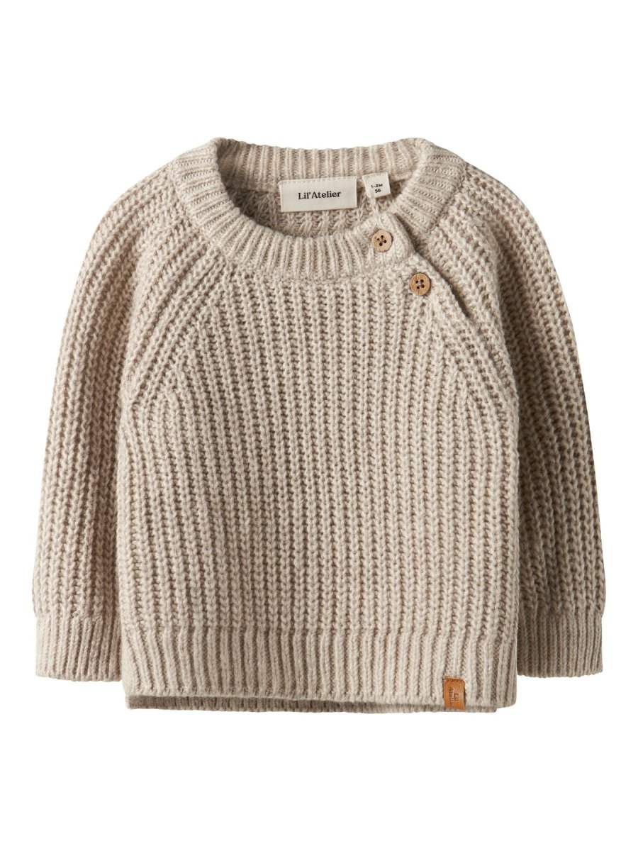 Lil' Atelier RUMBA LS LOOSE KNIT - Oxford Tan Melange | Torgunns Barneklær AS
