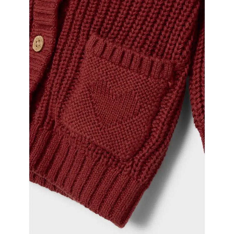 Lil' Atelier Baby EMLEN LIS LS KNIT CARDIGAN - Spiced Apple - Torgunns Barneklær AS