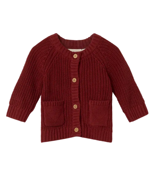 Lil' Atelier Baby EMLEN LIS LS KNIT CARDIGAN - Spiced Apple - Torgunns Barneklær AS
