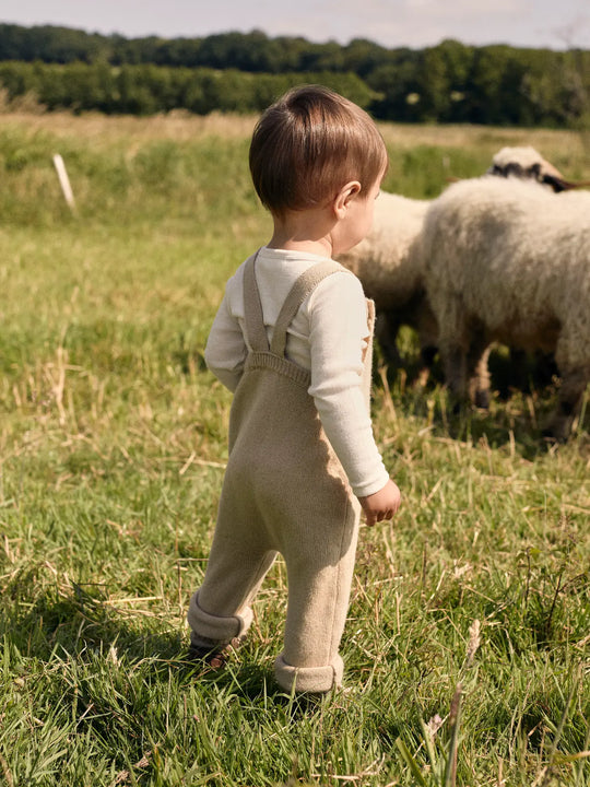 Lil' Atelier Baby WOOL NALIO KNIT OVERALL - Safari Melange - Torgunns Barneklær AS
