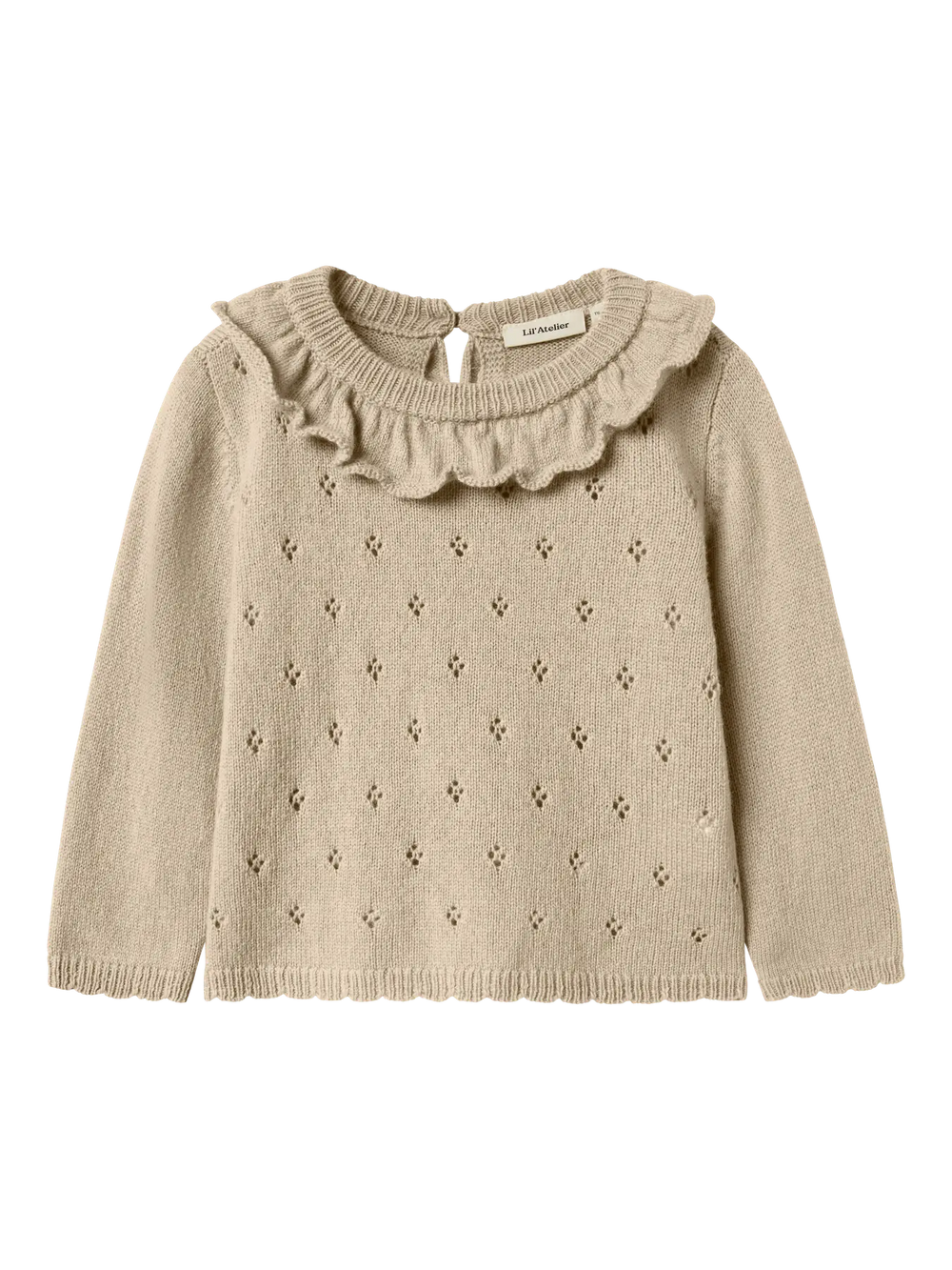 Lil' Atelier Mini WOOL NALIO LS KNIT - Safari Melange - Torgunns Barneklær AS