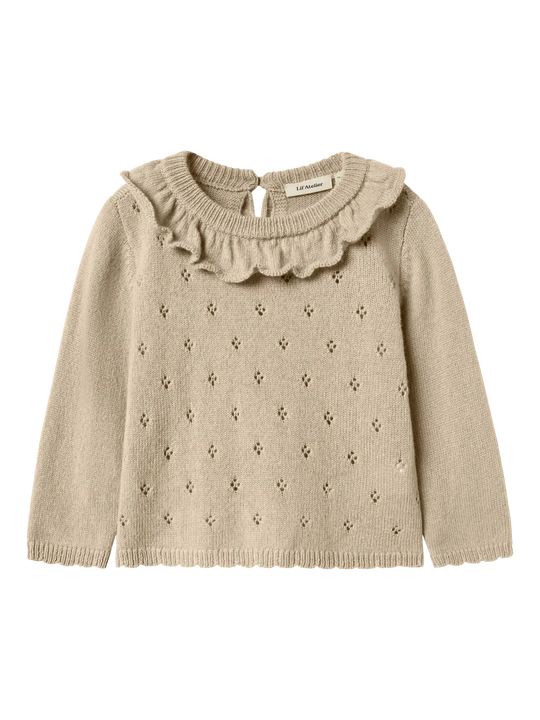 Lil' Atelier Mini WOOL NALIO LS KNIT - Safari Melange - Torgunns Barneklær AS