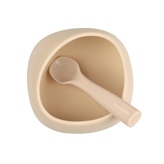 mombella | Silikon Skål m/Sugekopp - Beige | Torgunns Barneklær AS