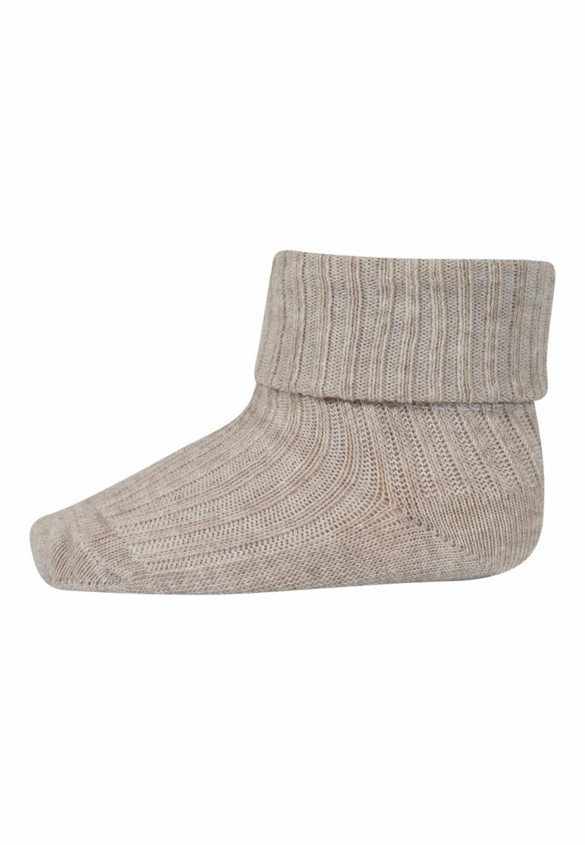 mp Denmark Bomull | Ribb Sokk - Varm Beige Melert | Torgunns Barneklær AS