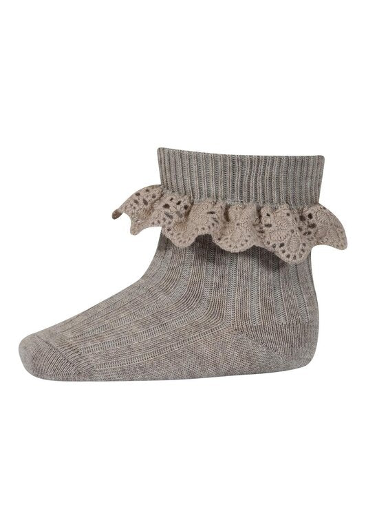 mp Denmark Ull | Lea Ribb Sokk m/Blonde - Light Brown Melange | Torgunns Barneklær AS