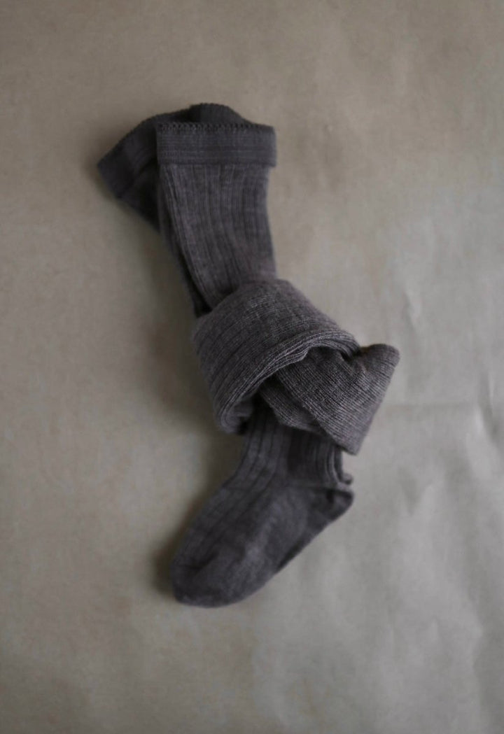 mp Denmark Ull | Ribb Strømpebukse - Brown Melange | Torgunns Barneklær AS